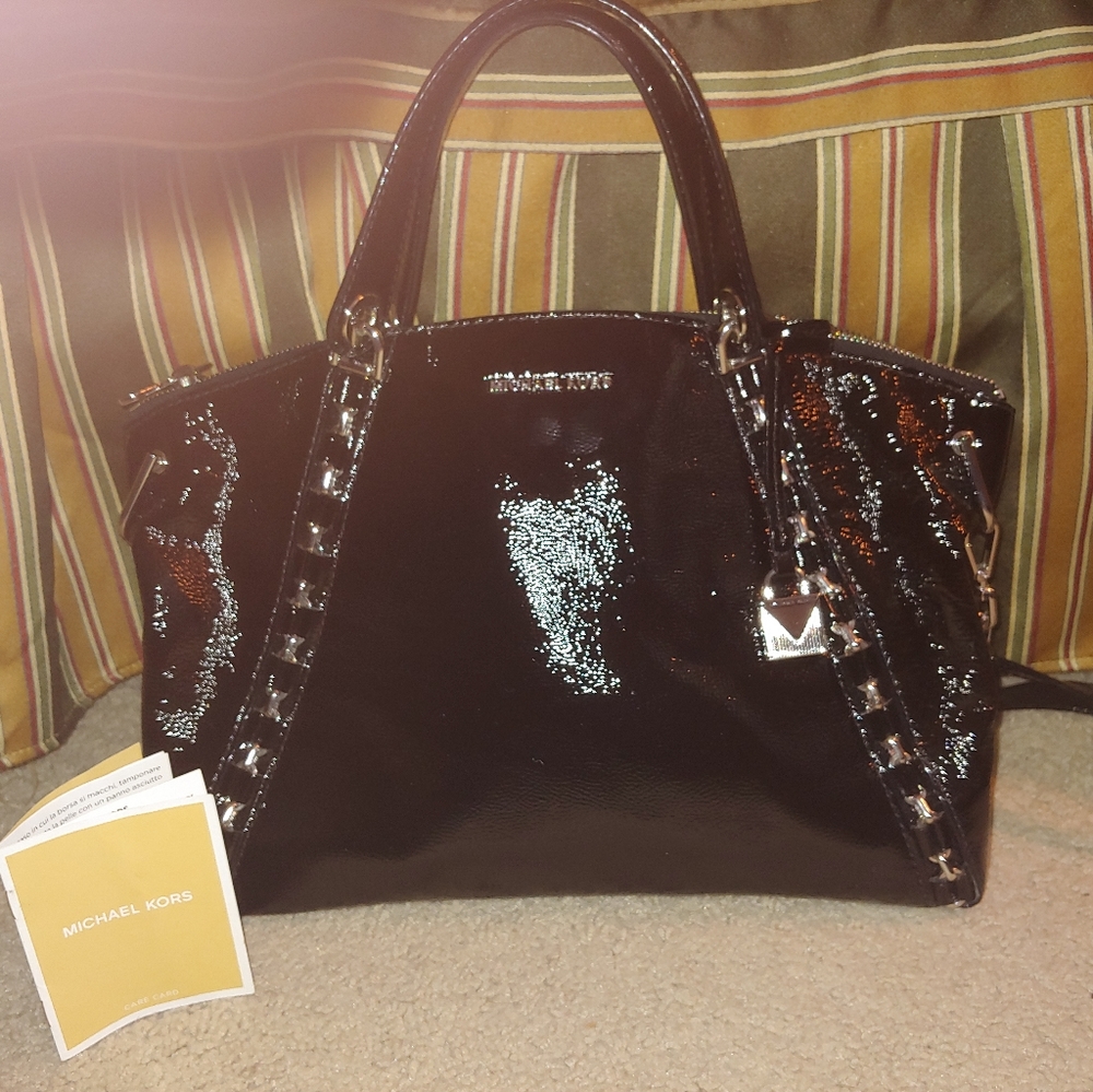 Michael Kors black patent handbag